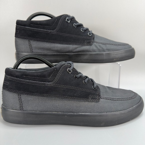 Converse Cons Mens 9 Mid Skateboard Sneaker Boot Black Gray Lace Up Chukka Shoe - Picture 1 of 16
